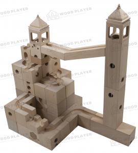 China Intellectual Development Toy 46 Pcs Wooden Puzzles Marble Run Building Blocks on sale