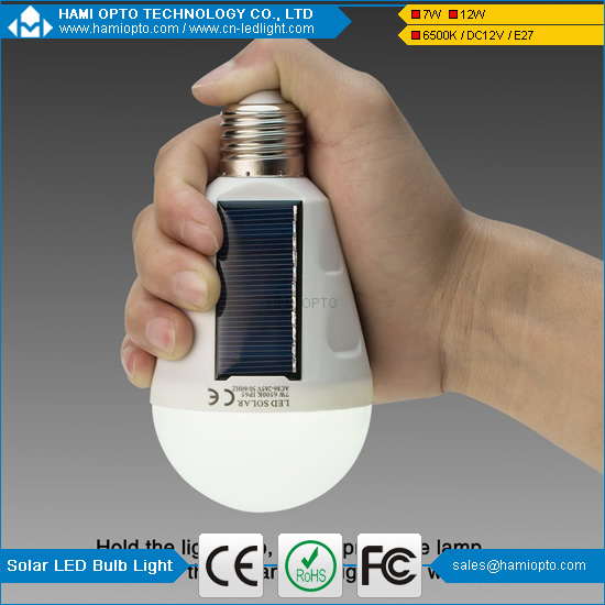 12W E27 Solar Powered LED Bulb, Rechargeable Emergency Lights Lamp for Camping/Hiking/Solar Barn/Tent/Fishing/Emergency