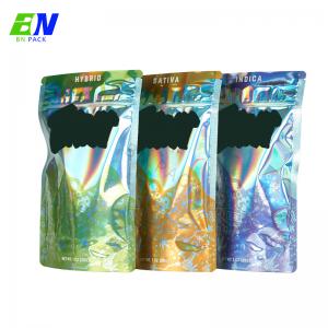Buy cheap 7g Holographic Fluorescence Discoloration Marijuana Bags Weed Ounce Bag Tamper Evident Mylar Bags product