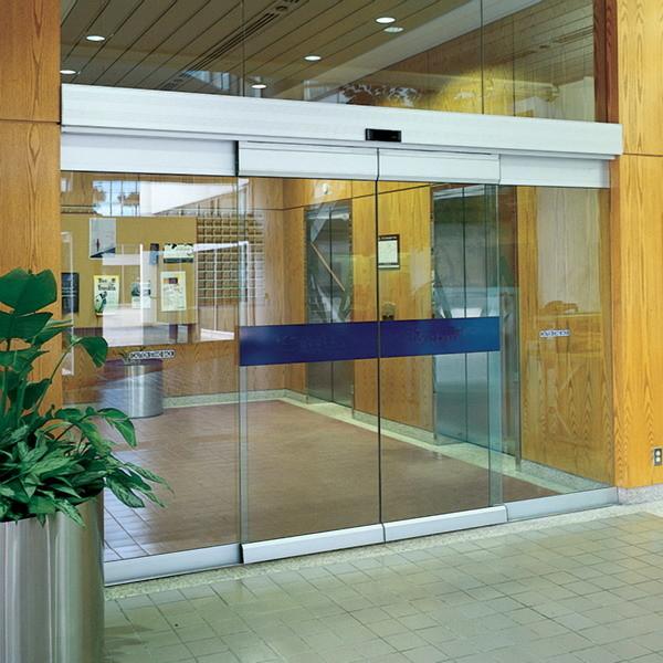 Quality Aluminium Automatic Sliding Glass Door for Commercial with 60W Brushless DC Motor and microcomputer system Controller for sale