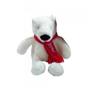 China 29cm 11.42 Inch Gift Stuffed Animal White Bear Coca Cola With Red Scarf on sale