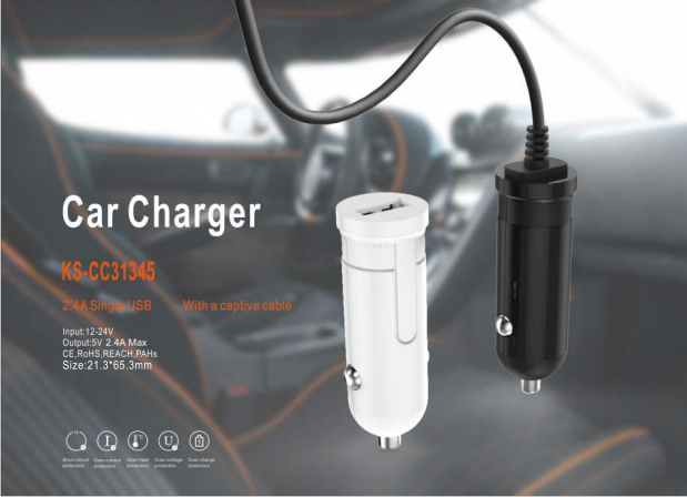 TBC PC ABS QC 36W 12V1.5A Double USB Socket For Car