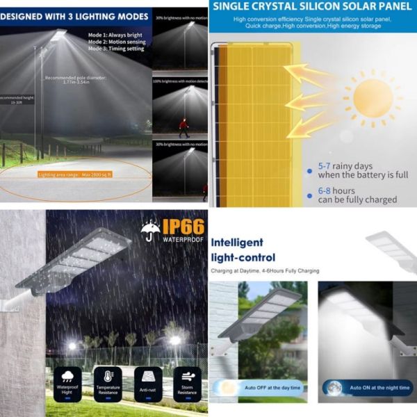 LED Solar Street Light With Smart Light Control High Lumen for School Campuses
