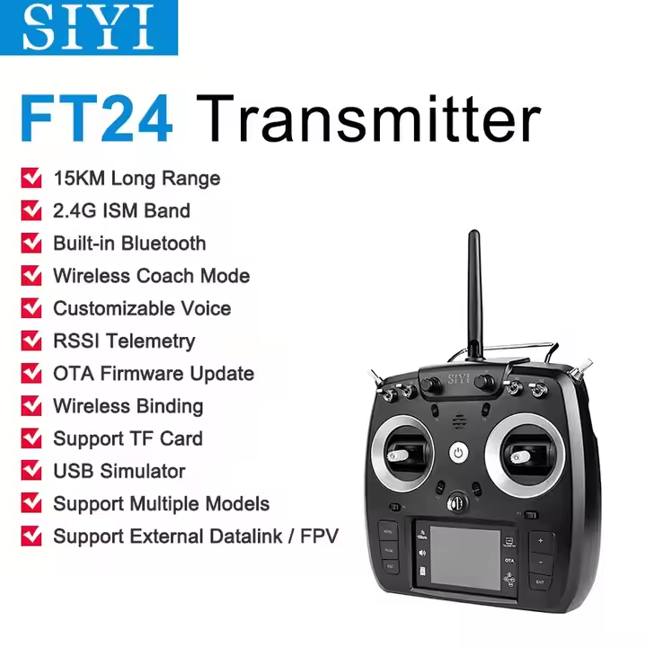 SIYI FT24 Transmitter Remote Control Equipped With Telemetry Mini Receiver Supports Multiple Models 2.4G 15 Kilometers