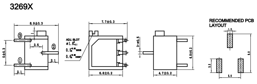 3269 Series 0.25w 10k 20k 50k Ohms trimpot cermet Trimmer Potentiometer
