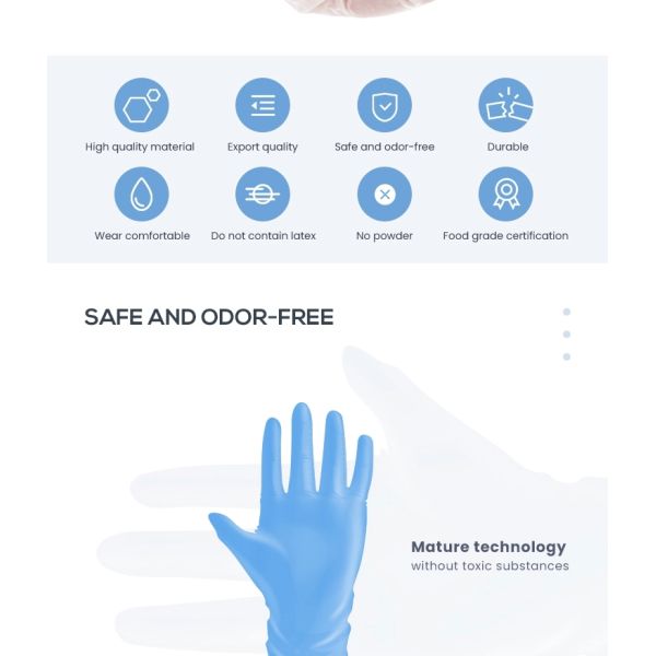 Elasticity Nitrile Disposable Gloves , Polythene Disposable Gloves Smooth Surface