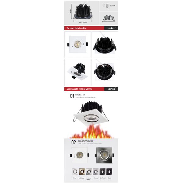 Ceiling Recessed 8W Tiltable LED Downlights COB Chip