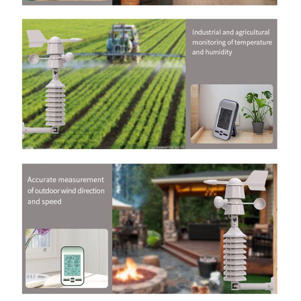 Customized Support Indoor And Outdoor Wireless Small Wind Direction And Wind Speed Weather Station
