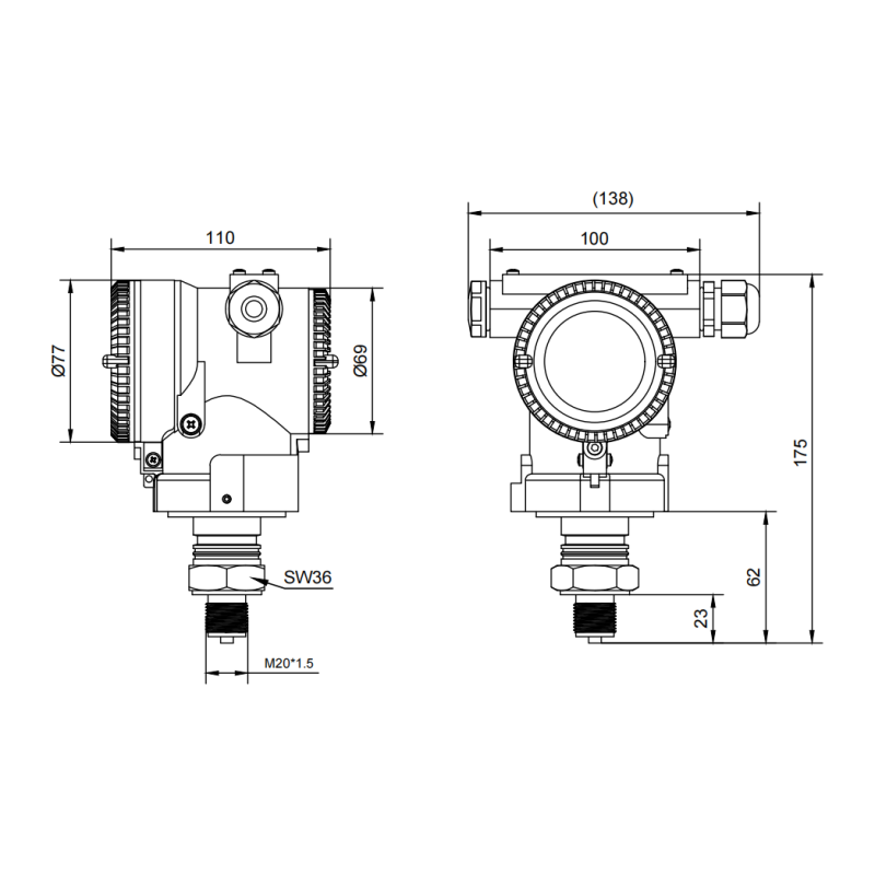 High Stable Industrial Pressure Transmitter Intelligent Explosion Proof GB3836
