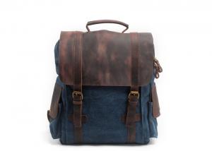 Buy cheap CL-502 Deep Blue Canvas Bag with Leather Straps and Cover Backpack product
