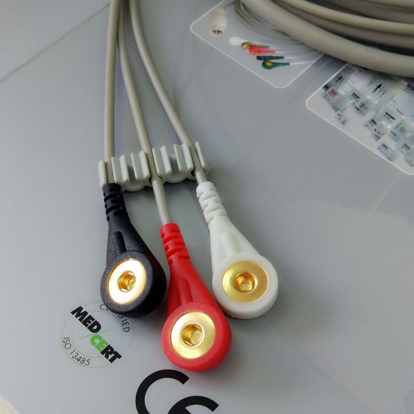 Nihon Kohden ECG Patient Cable 11 Pin 3 Leads Snap AHA Insulated Type