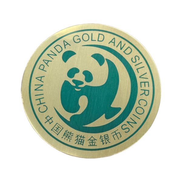 Custom Round Aluminum Nameplate With Gold Anodized Background