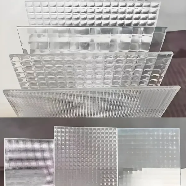 Embossed Geometric Patterned Tempered Decorative Glass Panel For Interior Wall Partition Application