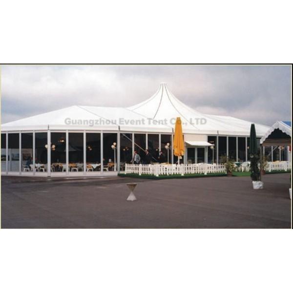 Folding Shade Canopy PVC Fabric , High Peak Frame Tents With Restaurant Seat Cushion