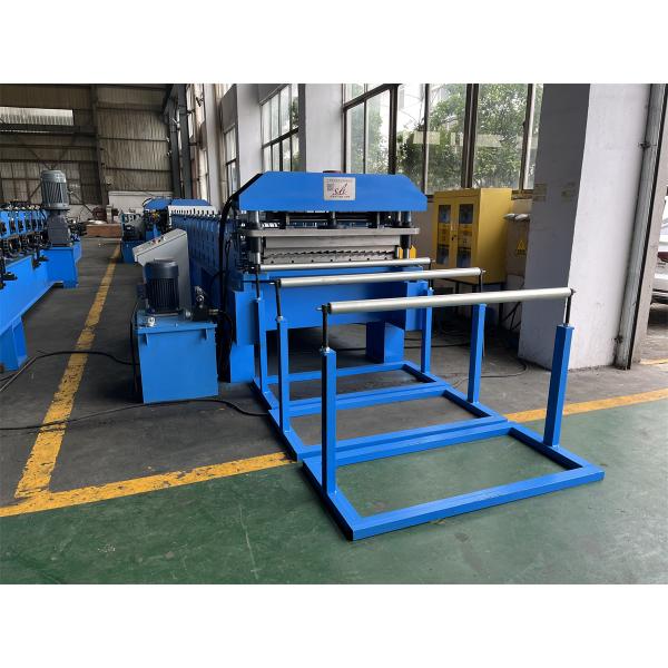 5T Manual Decoiler Roofing Wall Panel Roll Forming Machine With Hydraulic Post Cutting