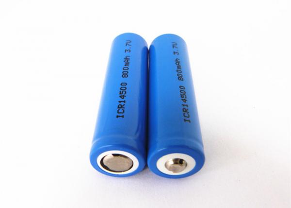 Quality Flashlight Small Lipo Battery , 14500 Rechargeable Lithium Ion Battery 3.6v / 3.7v 800mah for sale