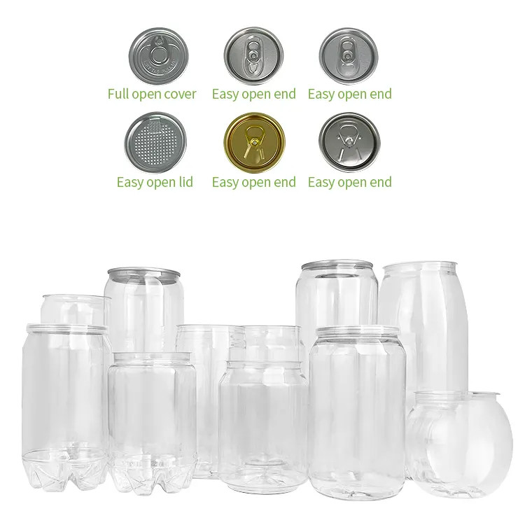 Food Grade PET Plastic Jar and Beverage Can with Customizable Size and Easy Open Lid for Juice and Yogurt