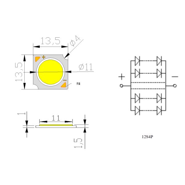 High CRI 95 20W 1313 COB LED Chip with 120° Viewing Angle for Commercial Lighting