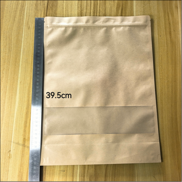 Stand-Up Kraft Paper Pouch – Resealable Flat Bottom Bag with Zipper & Tear Notch