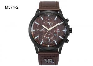 China Business Men's Quartz Watch Analog Chronograph Date Leather Band Dress Watch M574 on sale