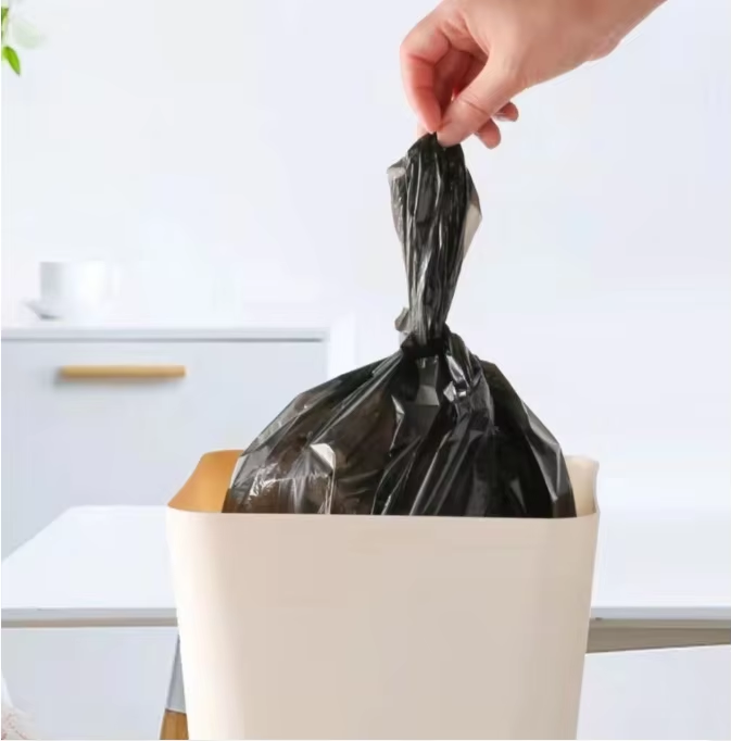 Biodegradable black flat-bottomed corner support garbage bags, used for packaging toilet paper and Tampon plastic waste rolls