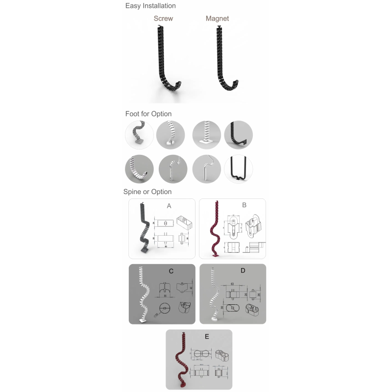 OEM Lift Desk Accessories Vertebrae Cable Management Spine