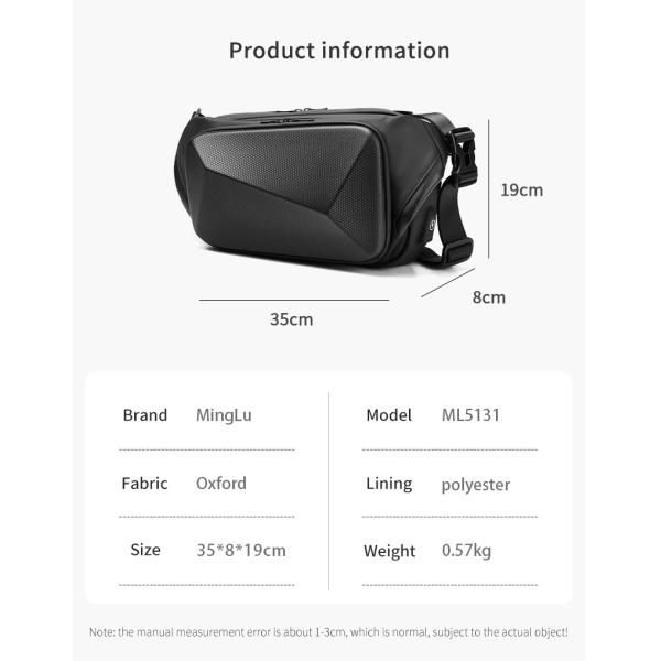 MingLu Polyester Men'S Anti Theft Sling Bag Daily Used Eco Friendly
