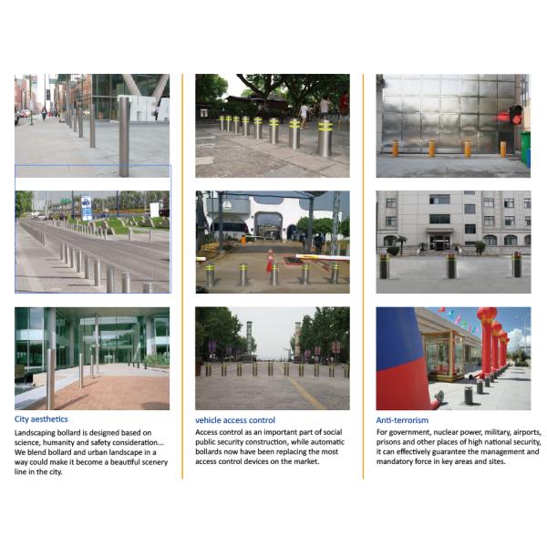 316 Stainless Steel Automatic Retractable Parking Bollards With Reflective Stripe