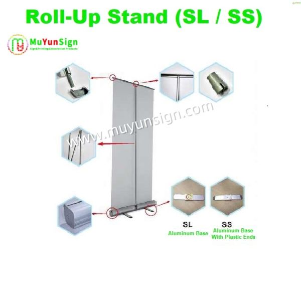Advertising Display Stand Quick Setup Roll Up Stand with Lightweight Aluminum Frame and Weighted Foot Bar for Stability
