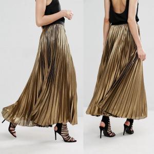 Buy cheap Custom service women clothes latest skirts design gold long pleated skirt product
