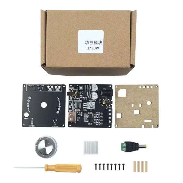 BT 5.0 Digital Power Amplifier Board 100W*2 Stereo Mini DIY Audio Module with U Disk & AUX Input Support