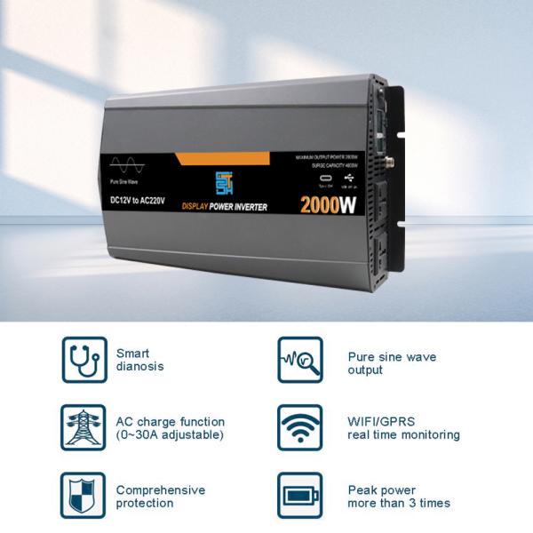 2000 W Pure Sine Wave Power Inverter – DC 12V/24V/48V to AC 110V/220V