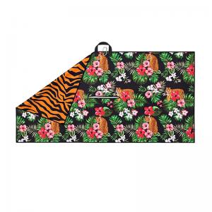 China Custom Printed Sublimation Waffle Microfiber Woven Golf Towels With Logo on sale