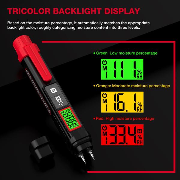 HT67 Digital Wood Moisture Meter Professional Wood Humidity Tester 0~58% Portable Pen-Type Timber Hygrometer Meter