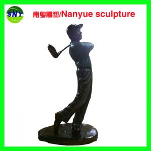 Life size  golf man statues sculpture  by fiberglass bronze color as Props and oddties in Sport place theme plaza