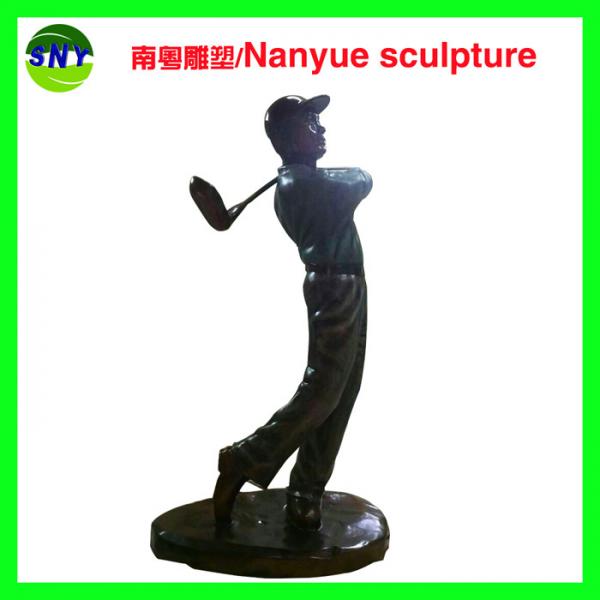 Quality Life size  golf man statues sculpture  by fiberglass bronze color as Props and oddties in Sport place theme plaza for sale