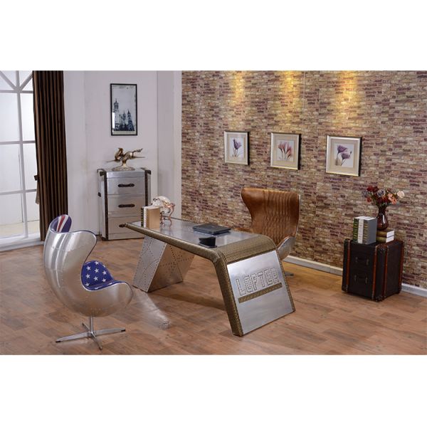Nidea #8801 Retro Distressed Aluminum Rivet Industrial Design Adjustable Height for Egg Chair for Home Office Living Room Hotel