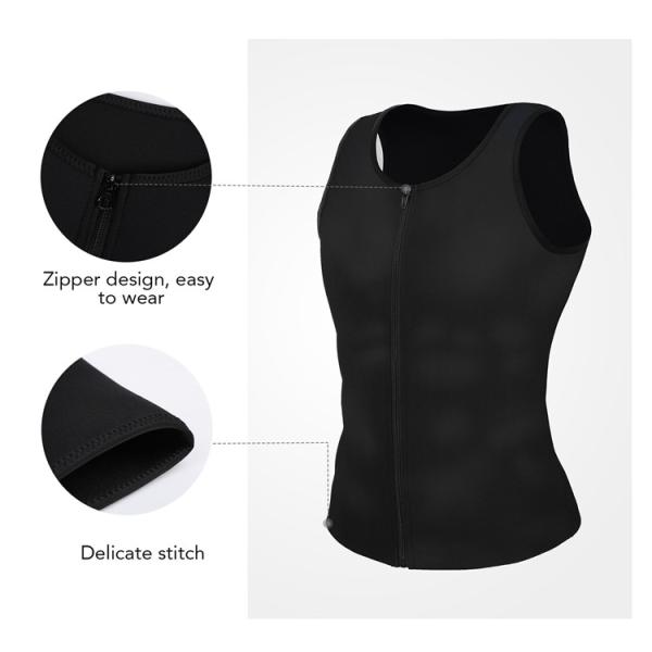 HEXIN Neoprene Waist Trainer Shaper Knitted Workout Gym Zipper Tank Top Sauna Vest for Men