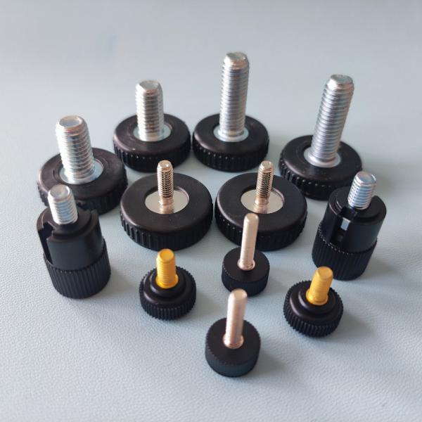 Knurled Flat Head Thumb Screw Mill steel PA66 Hand Tighten / Hand Spin Screw
