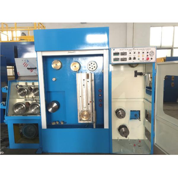 Blue Fine Wire Drawing Machine Magnetic Brake With Annealer And Double Spoolers