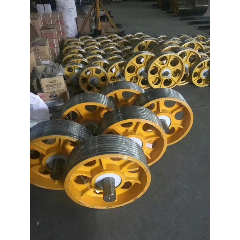 Cast Iron Elevator Guide Wheel Elevator Traction Pulley Deflector Sheave Rope Wheel