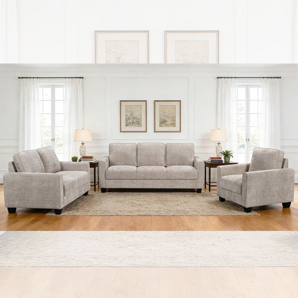 3 Piece Sofa set, Taupe Fabric