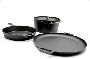 China Cast Iron Frying Pan,Grill Pan , dutch oven 3 Piece-set Pre Seasoned for all stove on sale