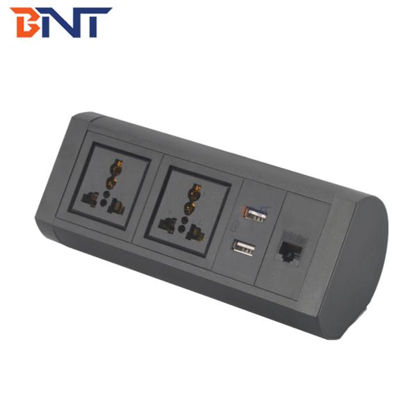 Clamp on table edge mounted conference table power outlet with usb