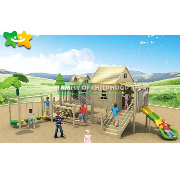 Multicolor Wooden Climbing Frame With Slide Backgrounds Burlywood UV Resistance