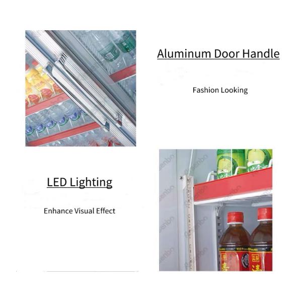 520W LED Commercial Supermarket Refrigerator 1200L With Three Glass Door