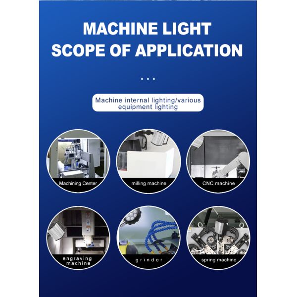 IP65 LED CNC Machine Work Light 9W 50000Hrs All Aluminum Industrial Machine Lamp For Milling EDM Grinding Machine