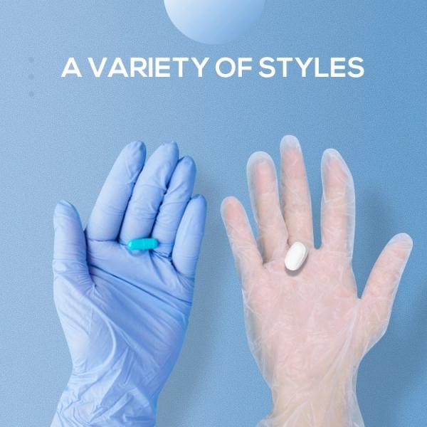 Blue Pvc Nitrile Blend Examination Black Vinyl Gloves Disposable