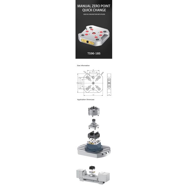 Modular Quick Change Fixture Clamps 5 Axis Fixtures 22KN 185mm Cnc Workholding Clamps