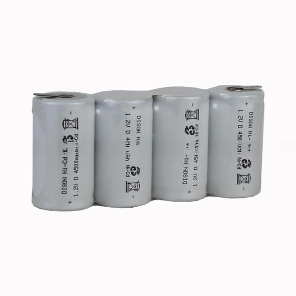 High Capacity 4.8V 4500mAh D Rechargeable NiCd High Temperature Battery Pack For Emergency Lighting
